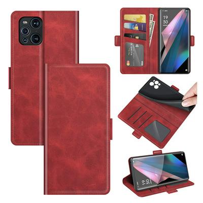 For OPPO Find X3 Pro/OPPO Find X3 Double Buckle Wallet Style Folio Flip Leather Case with Stand and Card Slots Function