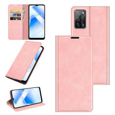 For OPPO A55 5G Skin Feel Magnetic Attraction Flip Leather Wallet Case with Card Slot and Stand