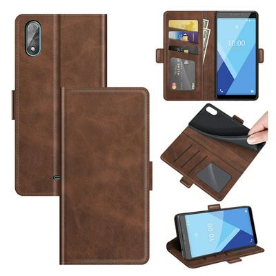 For Wiko Y51/ Wiko Sunny 5 lite Double Buckle Wallet Style Folio Flip Leather Case with Stand and Card Slots Function