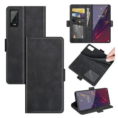 For Wiko Power U20 Double Buckle Wallet Style Folio Flip Leather Case with Stand and Card Slots Function