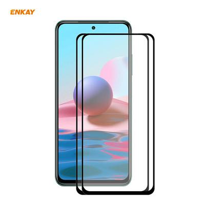 2PCS 0.26mm 9H 2.5D Full Glue Full Cover Tempered Glass Protective Film for Xiaomi Redmi Note 10/Note 10S