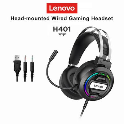 Lenovo Gaming Headset over-ear Wired Game Headphones Surround Sound USB Deep bass Stereo with Microphone for PC Laptop Gamer