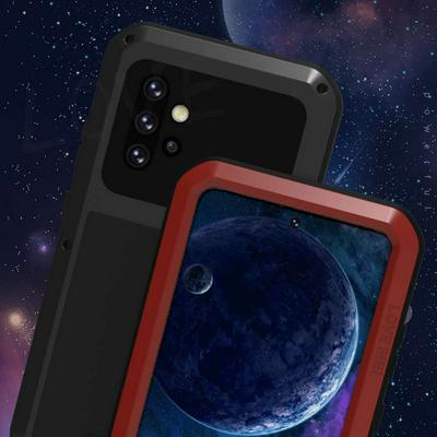 For Samsung Galaxy A52 5G Love Mei Powerful Series Silicone + Metal + Tempered Glass Support Wireless Charging Back Cover Case