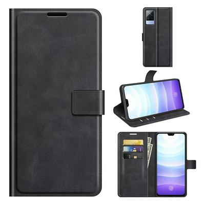 For vivo S9 Square Buckle Folio Flip Leather Case with Stand and Card Slots Function