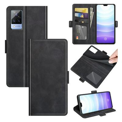 For vivo S9 Double Buckle Wallet Style Folio Flip Leather Case with Stand and Card Slots Function