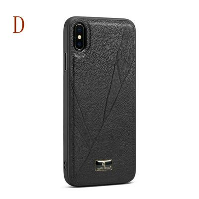 For iPhone X / XS Hardware Cowhide Texture Anti-fall TPU Back Cover Case