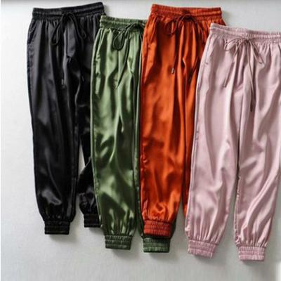 Women's Elastic Waist Trousers Pure Color Thin Sports Casual Pants