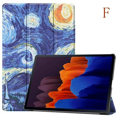 Tri-fold Painted Anti-fall PU Leather +TPU Tablet Protective Cover for Samsung Galaxy Tab S7+ T970