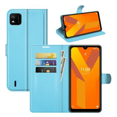 For Wiko Y62 Solid Color Folio Flip Leather Case with Stand and Card Slots Function
