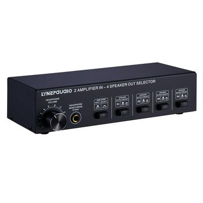 B032 2 in and 4 out power amplifier and sound switcher, speaker, switch distributor, comparator, headset, monitoring function, audio input, 300W per channel, sound quality without loss