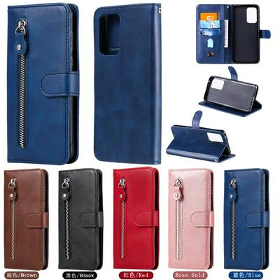 For Samsung Galaxy A52 5G Calf Pattern Zipper Shockproof Leather + Soft TPU Wallet Case with Stand and Card Slots