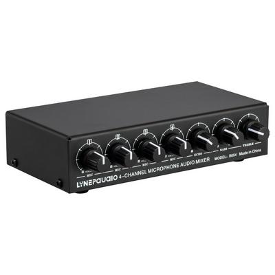 B054 4-Channel Microphone Mixer Support Stereo Output With Reverb Treble And Bass Adjustment, USB 5V Power Supply