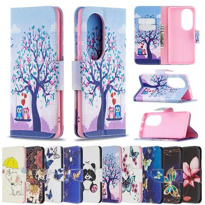 For Huawei P50 Pro Merge Painted All-round Protection PU Leather Wallet Phone Case with Card Slots&Stand 