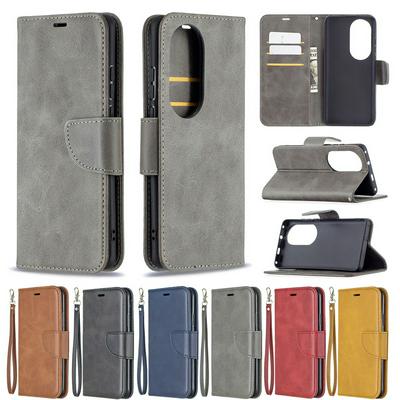 For Huawei P50 Pro Solid Color Sheep Pattern Scratch Resistant Wallet Leather Case with Card Slots&Stand Function