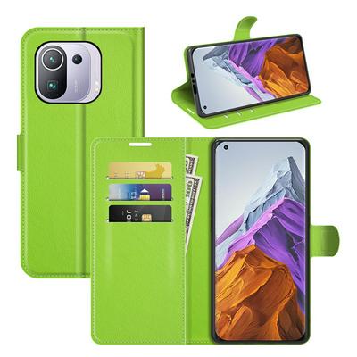 For Xiaomi Mi 11 Pro 4G/5G Solid Color Folio Flip Leather Case with Stand and Card Slots Function