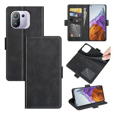 For Xiaomi Mi 11 Pro 4G/5G Double Buckle Wallet Style Folio Flip Leather Case with Stand and Card Slots Function