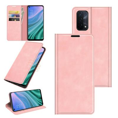 For OPPO A54 5G Skin Feel Magnetic Attraction Flip Leather Wallet Case with Card Slot and Stand