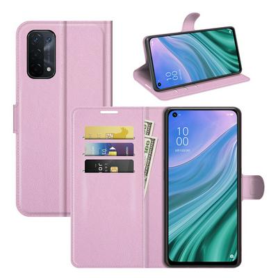 For OPPO A54 5G Solid Color Folio Flip Leather Case with Stand and Card Slots Function