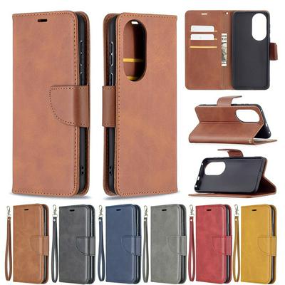 For Huawei P50 Solid Color Sheep Pattern Scratch Resistant Wallet Leather Case with Card Slots&Stand Function