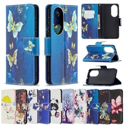 For Huawei P50 Merge Painted All-round Protection PU Leather Wallet Phone Case with Card Slots&Stand 