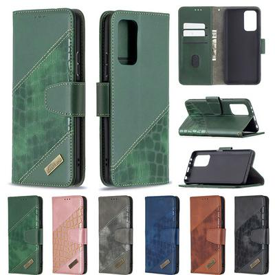 For Xiaomi Redmi Note 10 Pro Colorblock Crocodile Pattern BF04 PU Leather Wallet Phone Case with Stand &Card Slots