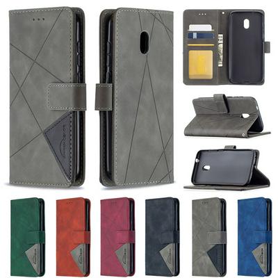 For Nokia C1 Plus Stitching Rhombus Pattern BF05 PU Leather Wallet Phone Case with Stand &Card Slots