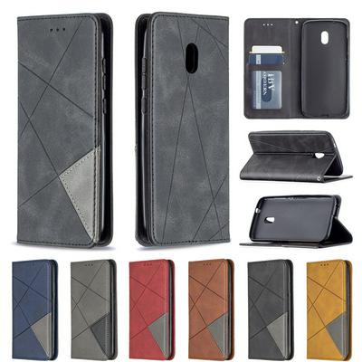 For Nokia C1 Plus Rhombus Magnetic Closure Shockproof PU Leather + TPU Wallet Case with Card Slots Kickstand 