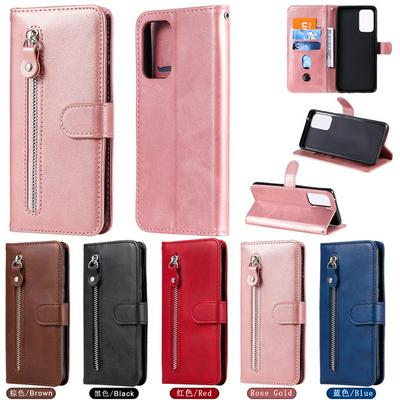 For Samsung Galaxy A72 5G Calf Pattern Zipper Shockproof Leather + Soft TPU Wallet Case with Stand and Card Slots