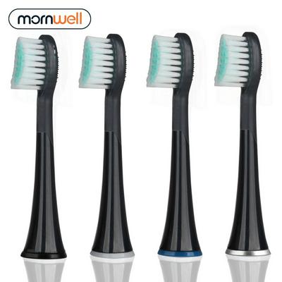Mornwell 4pcs Black Rubberied Replacement Toothbrush Heads with Caps for Mornwell D01B Electric Toothbrush