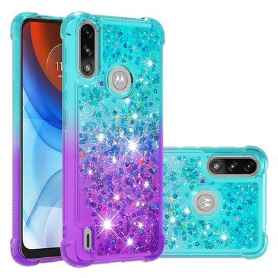 For Motorola Moto E7 Power Gradient Quicksand Anti-fall Scratch Resistant Soft TPU Back Cover Phone Case