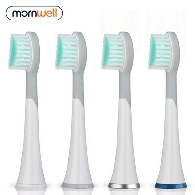 Mornwell 4pcs White Rubberied Replacement Toothbrush Heads with Caps for Mornwell D01/D02 Electric Toothbrush