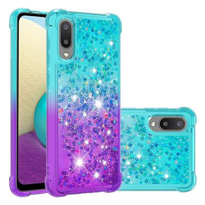 For Samsung Galaxy A02-M02 (International Edition) Gradient Quicksand Anti-fall Scratch Resistant Soft TPU Back Cover Phone Case