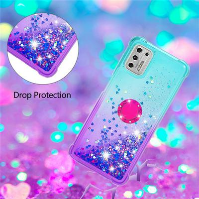 For Motorola Moto G Stylus (2021) Ring Buckle Anti-fall Scratch Resistant Gradient Quicksand Soft TPU Back Cover Phone Case