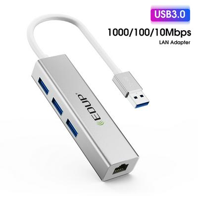 EDUP EP-9801 USB 3.0 Hub USB 3.0 To RJ45 Adapter with 3 Expansion Ports, USB3.0 Network Adapter 1000Mbps