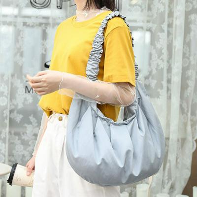Retro Dumpling Shape Bag Solid Color Handbag Casual Fashion Folds Shoulder Bag