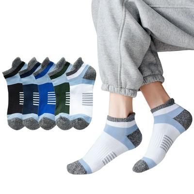 5pcs Men's Low Socks Cotton Breathable Basketball Sports Socks