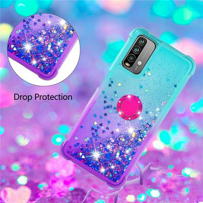 For Xiaomi Poco M3 Ring Buckle Anti-fall Scratch Resistant Gradient Quicksand Soft TPU Back Cover Phone Case