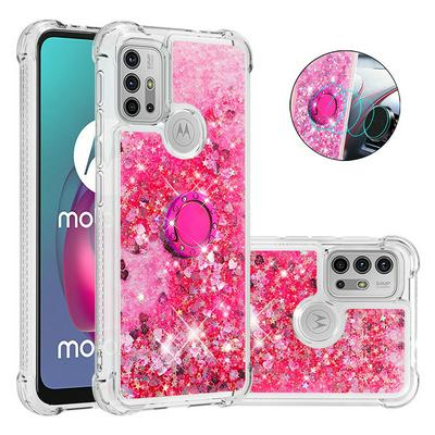 For Motorola Moto G30/G10 Ring Buckle Anti-fall Scratch Resistant Quicksand Soft TPU Back Cover Phone Case