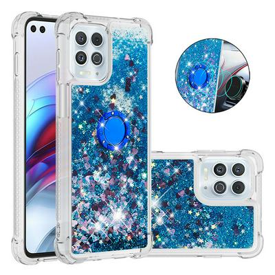 For Motorola Edge S Ring Buckle Anti-fall Scratch Resistant Quicksand Soft TPU Back Cover Phone Case