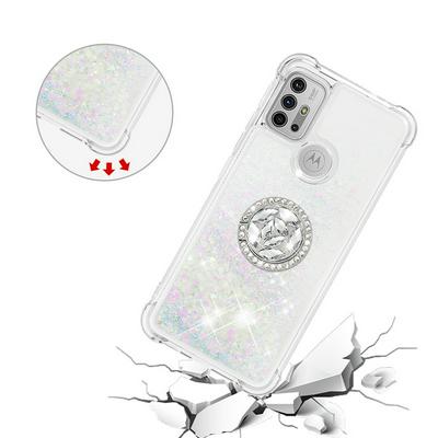 For Motorola Moto G30/G10 Bling Diamond Ring Buckle Anti-fall Quicksand Soft TPU Back Cover Phone Case
