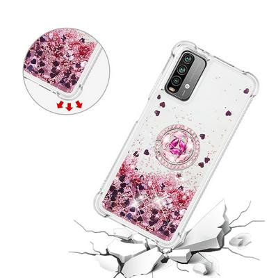 For Xiaomi Poco M3/Note 9 4G/Redmi 9 Power/Redmi 9T Bling Diamond Ring Buckle Anti-fall Quicksand Soft TPU Back Cover Phone Case