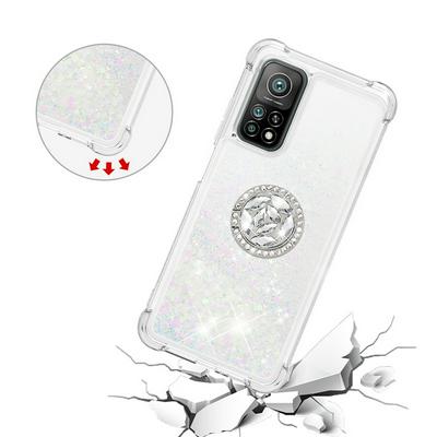 For Xiaomi Mi 10T/10T Pro 5G Bling Diamond Ring Buckle Anti-fall Quicksand Soft TPU Back Cover Phone Case
