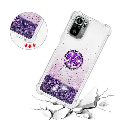 For Xiaomi Redmi Note 10S/Note 10 4G Bling Diamond Ring Buckle Anti-fall Quicksand Soft TPU Back Cover Phone Case
