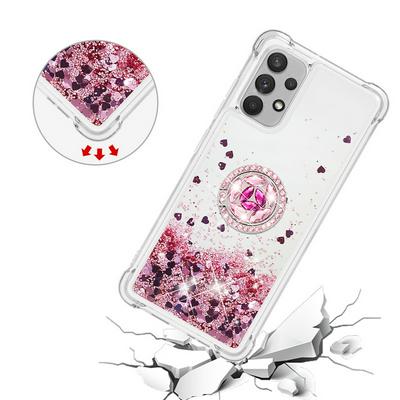 For Samsung Galaxy A32 4G U.S. Edition Bling Diamond Ring Buckle Anti-fall Quicksand Soft TPU Back Cover Phone Case