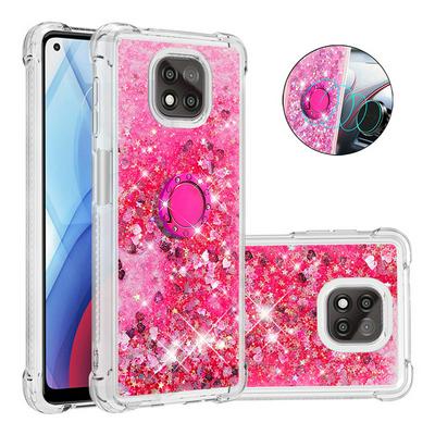 For Motorola Moto G Power(2021) Ring Buckle Anti-fall Scratch Resistant Quicksand Soft TPU Back Cover Phone Case