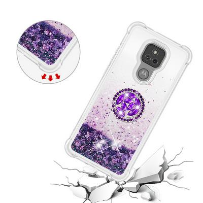 For Motorola Moto G Play(2021) Bling Diamond Ring Buckle Anti-fall Quicksand Soft TPU Back Cover Phone Case