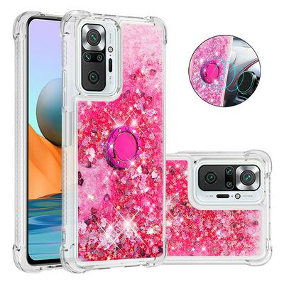 For Xiaomi Redmi Note 10 Pro Max/Note 10 Pro Ring Buckle Anti-fall Quicksand Soft TPU Back Cover Phone Case