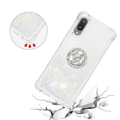 For Samsung Galaxy A02/M02 (International Edition) Bling Diamond Ring Buckle Anti-fall Quicksand Soft TPU Back Cover Phone Case