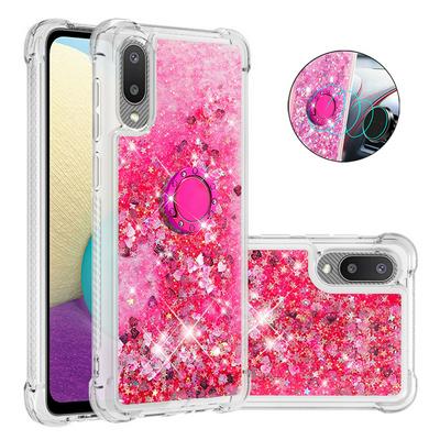 For Samsung Galaxy A02/M02 (International Edition) Ring Buckle Anti-fall Quicksand Soft TPU Back Cover Phone Case