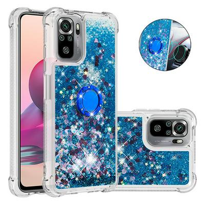 For Xiaomi Redmi Note 10S/Note 10 4G Ring Buckle Anti-fall Quicksand Soft TPU Back Cover Phone Case